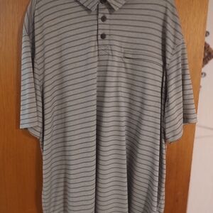 Duluth Trading Co Gray Striped Polo Shirt